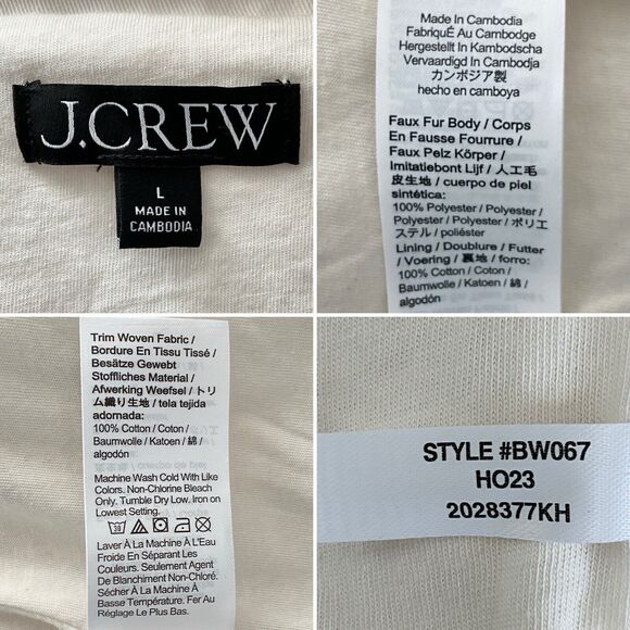 J. Crew Faux Sherpa Long Sleeve Barn Jacket Ivory L - Picture 9 of 14